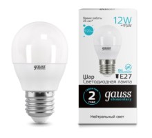 Лампа LED шар(G45) Е27 12Вт 4100К 230V Gauss