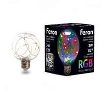 Лампа LED RGB G80 3Вт 230В E27 LB-381 Feron