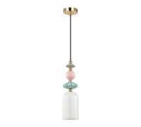 Светильник подвесной Candy, 1хЕ14, белый/золото/мультиколор, керамика/металл/стекло Odeon Light