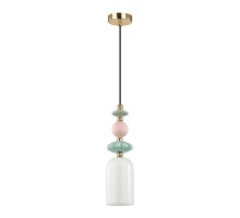 Светильник подвесной Candy, 1хЕ14, белый/золото/мультиколор, керамика/металл/стекло Odeon Light