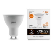 Лампа LED PAR16 GU10 11Вт 3000K матовая Gauss Elementary