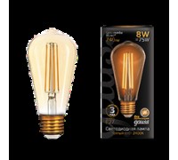 Лампа LED ST64 Е27  8Вт 2400К теплый филамент Golden Gauss Black