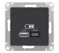 AtlasDesign карбон Розетка USB A+С, 5В/2,4 А, 2х5В/1,2 А