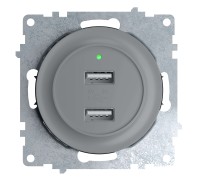 Florence Розетка  2хUSB, серый, 2.1А, с подсветкой OneKeyElectro