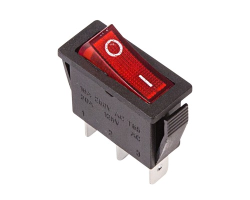 Кнопка-выключатель клавишный 250V 15А (3с) ON-OFF красный с подсветкой REXANT