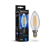 Лампа LED свеча(C37) Е14  6Вт 4000К филамент  матовая  VOLTEGA