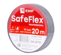 Изолента ПВХ серо-стальная 19мм 20м SafeFlex EKF