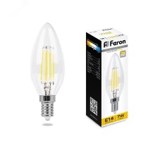 Лампа LED свеча(C37) Е14  7Вт 2700К димм. Filament LB-166 Feron