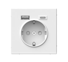 ArtGallery белый Розетка 16А с заземлением со шторками с 2 USB A+C, 5В/2,4А/3,0А, 2х5В/1,5А