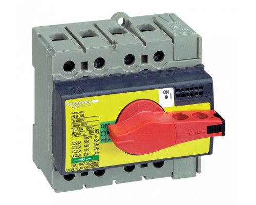 COMPACT Выключатель-разъединитель INS40 3p красная рукоятка/желтая панель SE